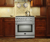 Forno 3-Piece Appliance Package - 30-Inch Gas Range, Refrigerator, & Wall Mount Hood with Backsplash in Stainless Steel