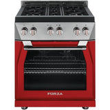 Forza 30-Inch 5.2 cu. ft. Stainless Steel Pro-Style Gas Range in Radicale Red (FR304GN-R)