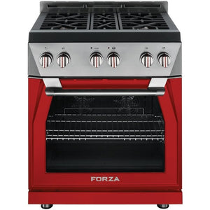 Forza 30-Inch 5.2 cu. ft. Stainless Steel Pro-Style Gas Range in Radicale Red (FR304GN-R)