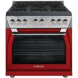 Forza 36-Inch 6.0 cu. ft. Stainless Steel Pro-Style Gas Range in Radicale Red (FR366GN-R)