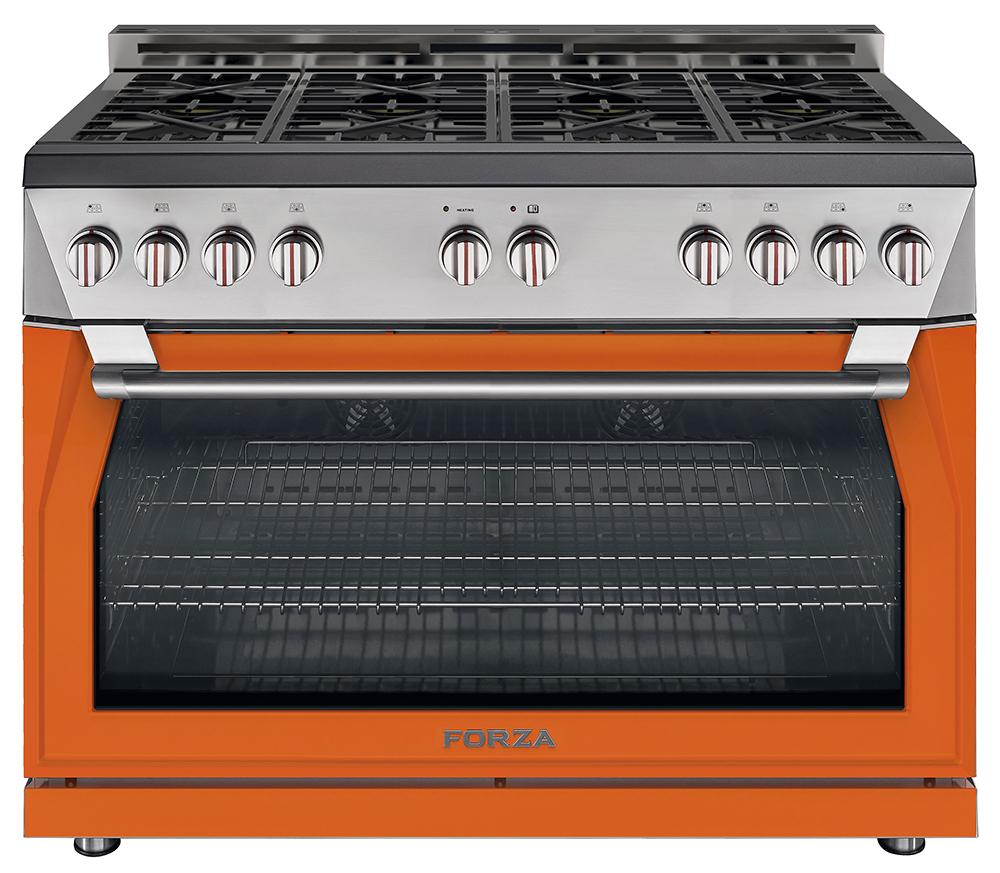 Forza 48-Inch 7.8 cu. ft. Stainless Steel Pro-Style Gas Range in Ardente Orange (FR488GN-O)