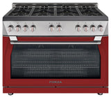 Forza 48-Inch 7.8 cu. ft. Stainless Steel Pro-Style Gas Range in Radicale Red (FR488GN-R)