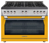 Forza 48-Inch 7.8 cu. ft. Stainless Steel Pro-Style Gas Range in Ribelle Yellow (FR488GN-Y)