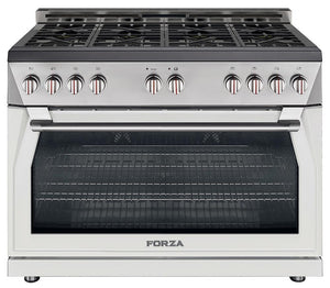 Forza 48-Inch 7.8 cu. ft. Stainless Steel Pro-Style Gas Range in Valoroso White (FR488GN-W)
