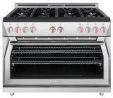 Forza 48-Inch 7.8 cu. ft. Stainless Steel Pro-Style Gas Range in Valoroso White (FR488GN-W)