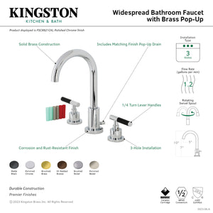 Fauceture FSC8925CKL Kaiser Widespread Bathroom Faucet with Brass Pop-Up, Oil Rubbed Bronze