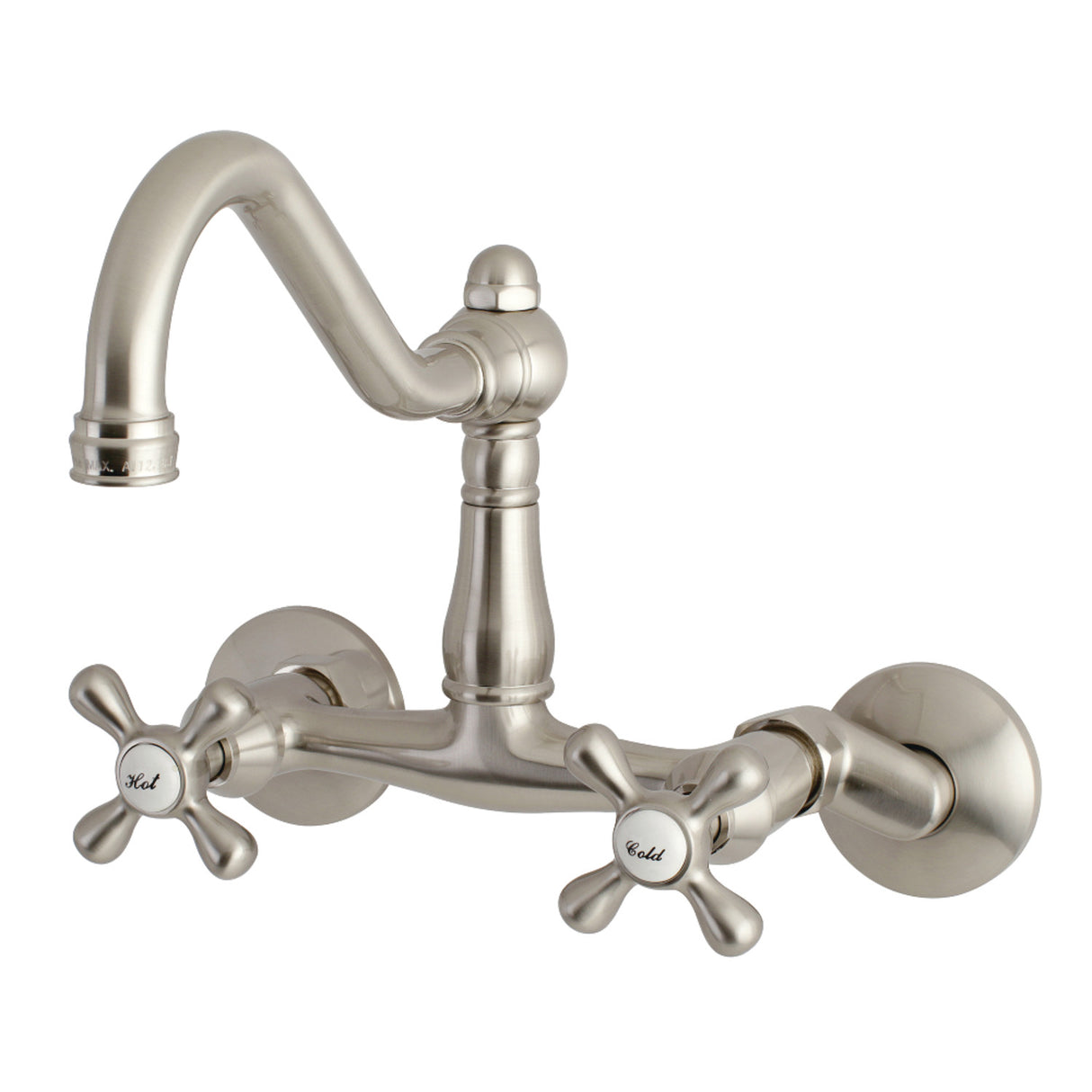 Kingston Brass KS3228AX Vintage 6" Adjustable Center Wall Mount Kitchen Faucet, Brushed Nickel
