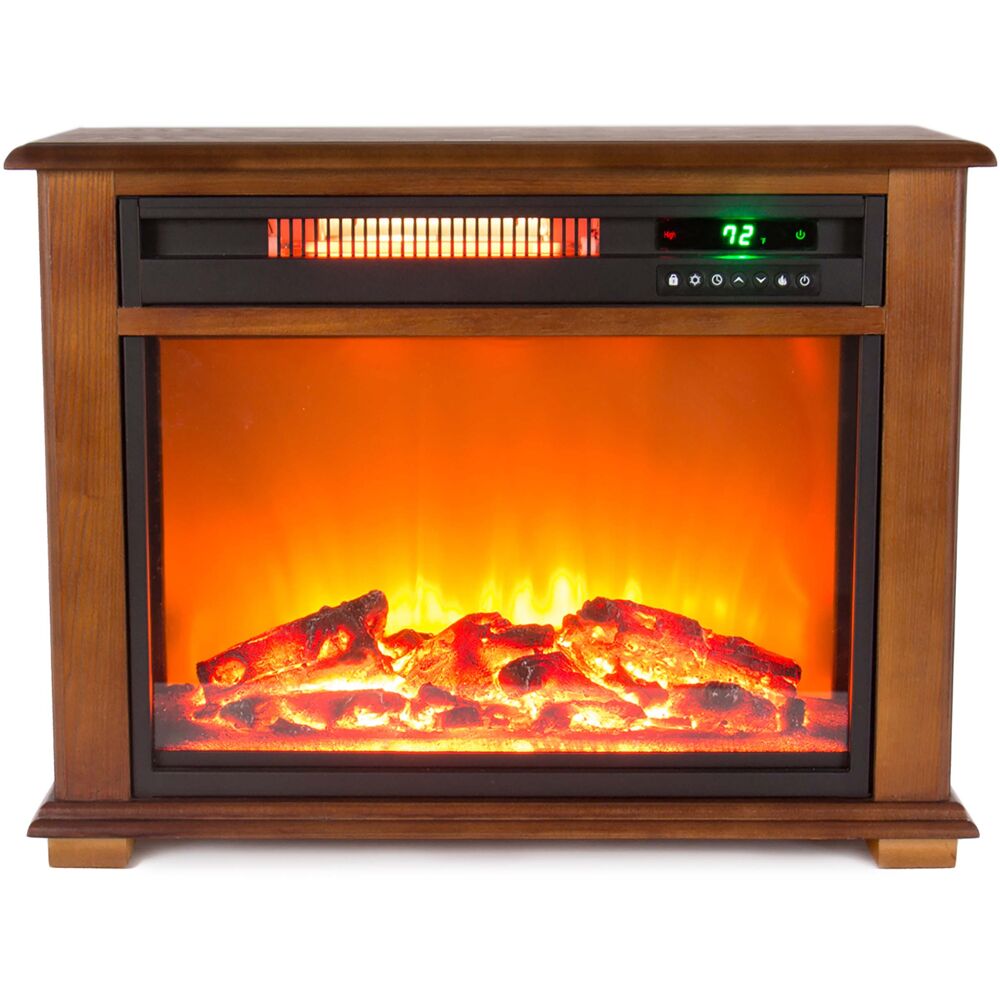 LifeSmart FP2042 Medium Square Fireplace w/ Decorative Mantel Trim