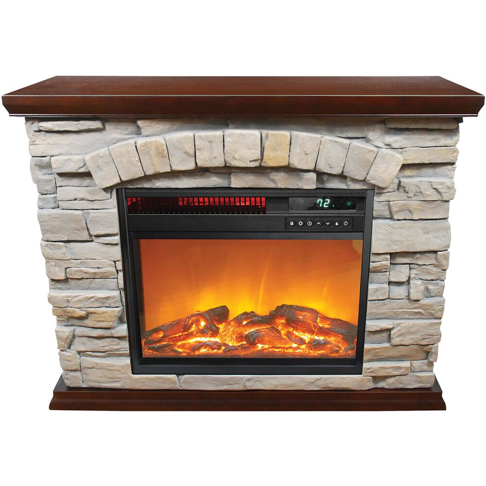 LifeSmart FP2043 large square infrared faux stone fireplace