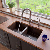ALFI brand AB3420UM-C Chocolate 34" Undermount Double Bowl Granite Composite Kitchen Sink