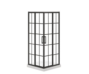 MAAX 107484-977-340-000 Scarlet 32 x 32 Acrylic Corner Drain Shower Kit in White with French Glass in Matte Black