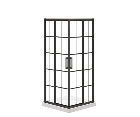 MAAX 107484-977-340-000 Scarlet 32 x 32 Acrylic Corner Drain Shower Kit in White with French Glass in Matte Black