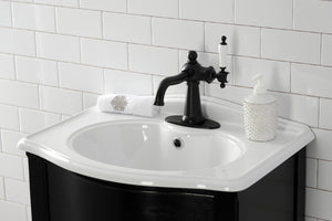 Kingston Brass KSD154KLMB Nautical Single-Handle Bathroom Faucet with Push Pop-Up, Matte Black