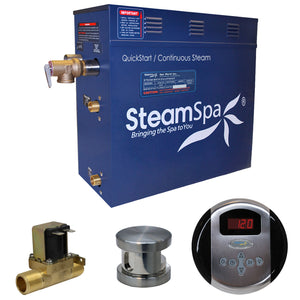 SteamSpa Oasis 9 KW QuickStart Acu-Steam Bath Generator Package with Built-in Auto Drain in Brushed Nickel OA900BN-A
