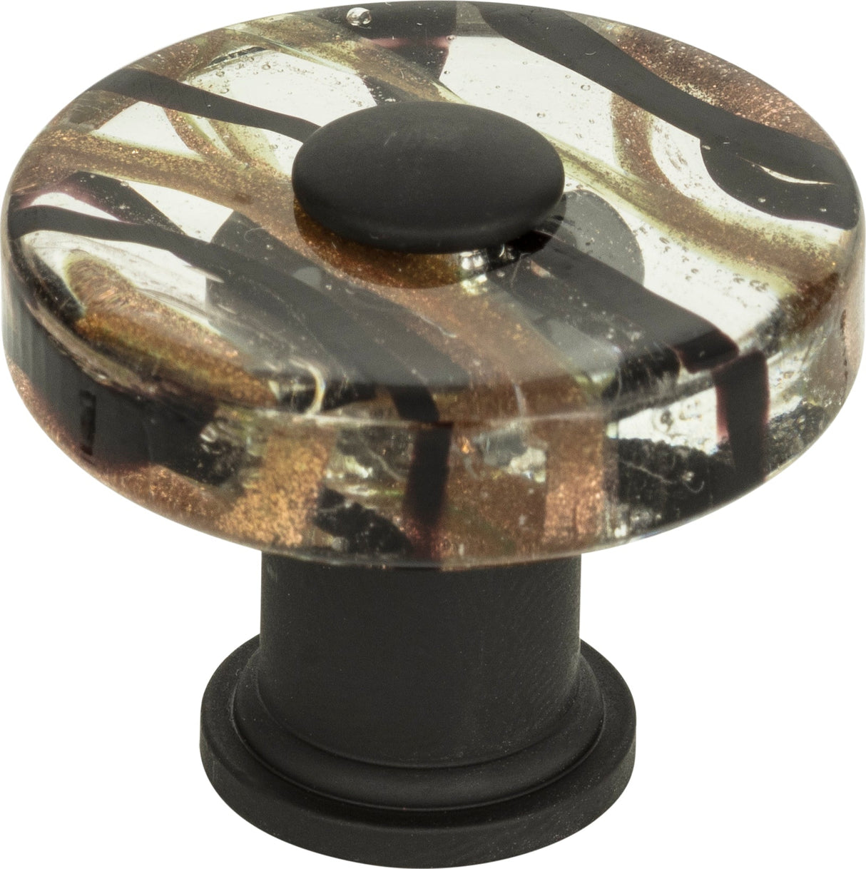 Atlas Homewares Milky Way Glass Round Knob 1 1/2 Inch Aged Bronze