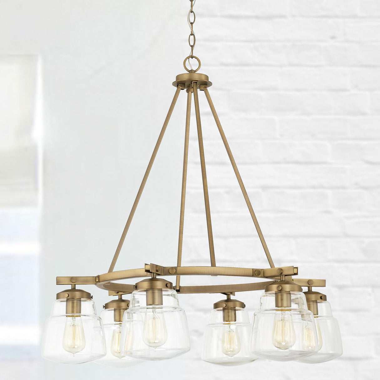 Capital Lighting 442761AD-518 Dillon 6 Light Chandelier Aged Brass