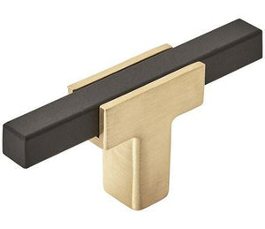 Amerock BP67BGLMB Kitchen Cabinet Door or Drawer Knob Brushed Gold/Matte Black 2-3/4 inch (70 mm) Length Urbanite 1 Pack Furniture Hardware Bathroom Cabinet Hardware