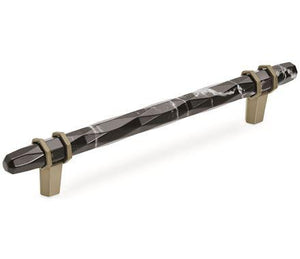 Amerock BP36650MBKBBZ Carrione Cabinet Pull, 6-5/16 in (160 mm) Center-to-Center, Marble Black/Golden Champagne