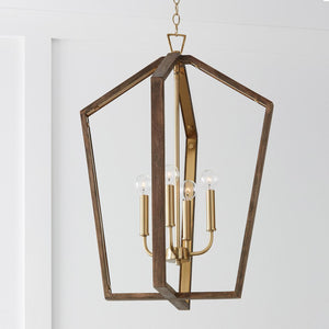 Capital Lighting 344541NM Maren 4 Light Pendant Nordic Wood and Matte Brass