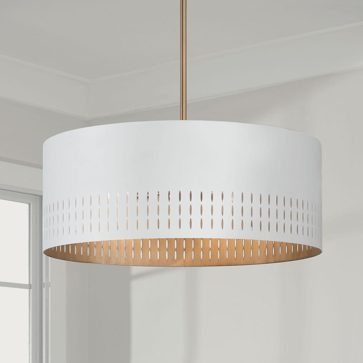 Capital Lighting 350233AW Dash 3 Light Pendant Aged Brass and White