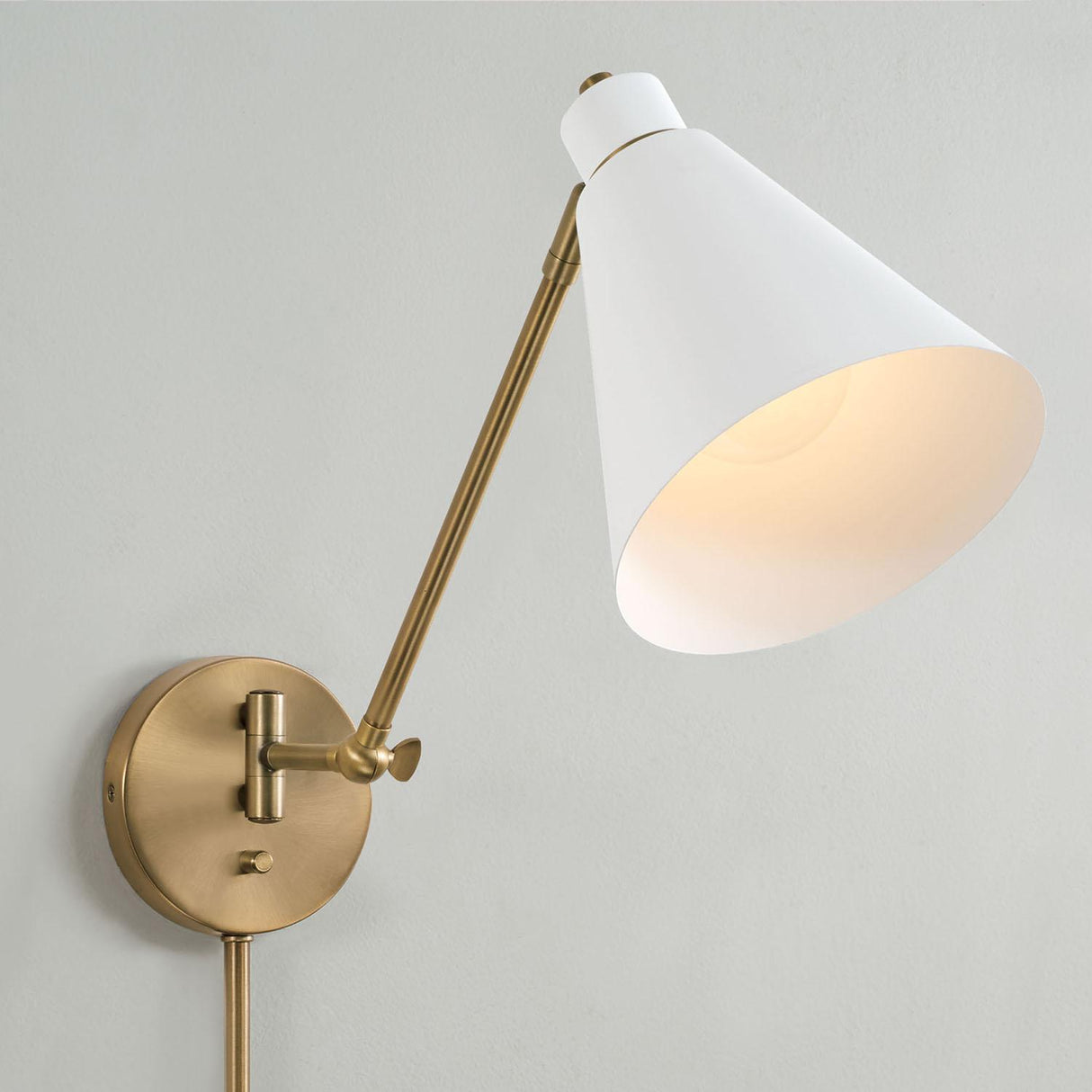 Capital Lighting 650111AW Bradley 1 Light Sconce Aged Brass and White