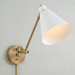Capital Lighting 650111AW Bradley 1 Light Sconce Aged Brass and White