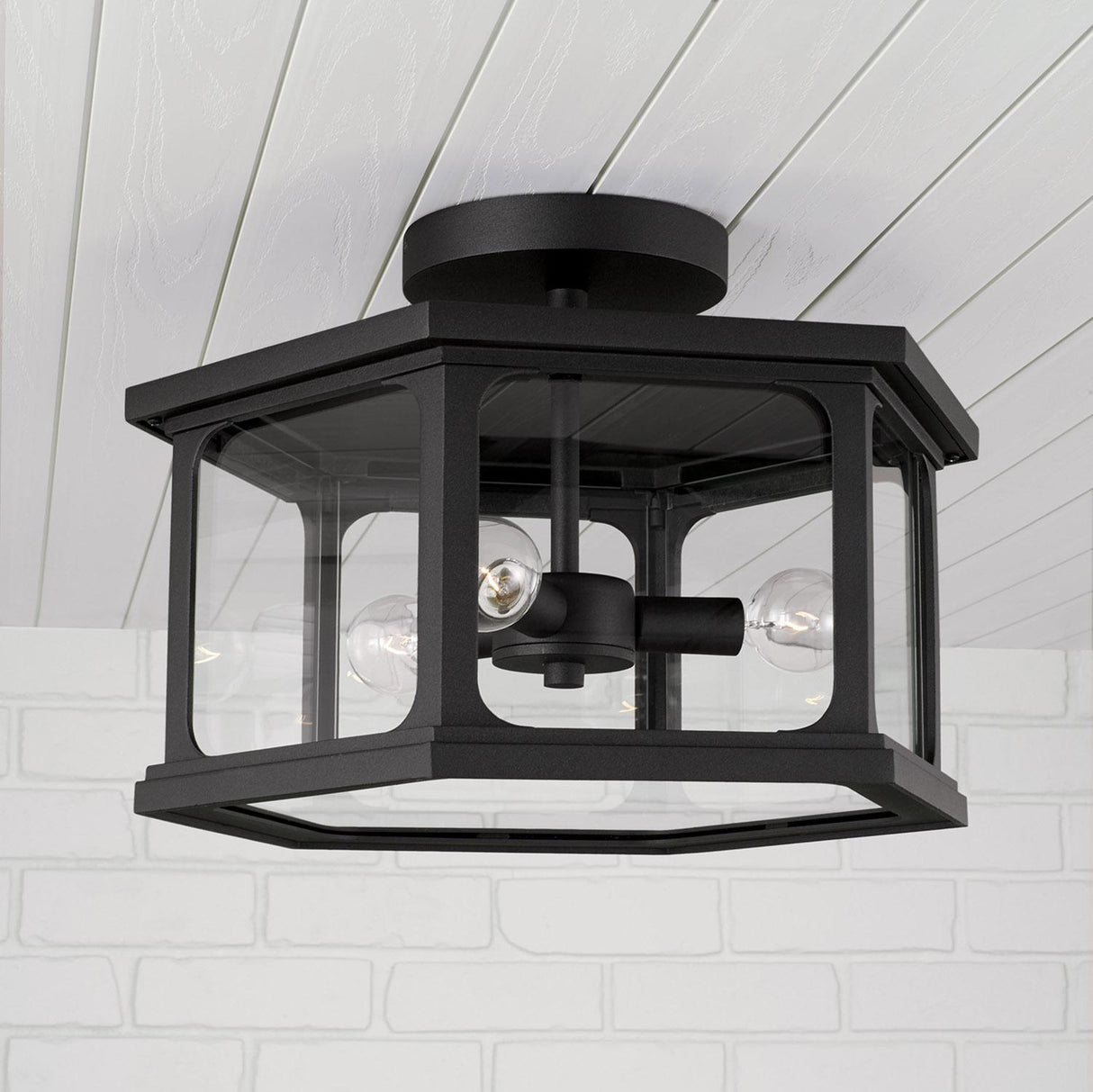 Capital Lighting 946632BK Walton 3 Light Outdoor Semi-Flush Black