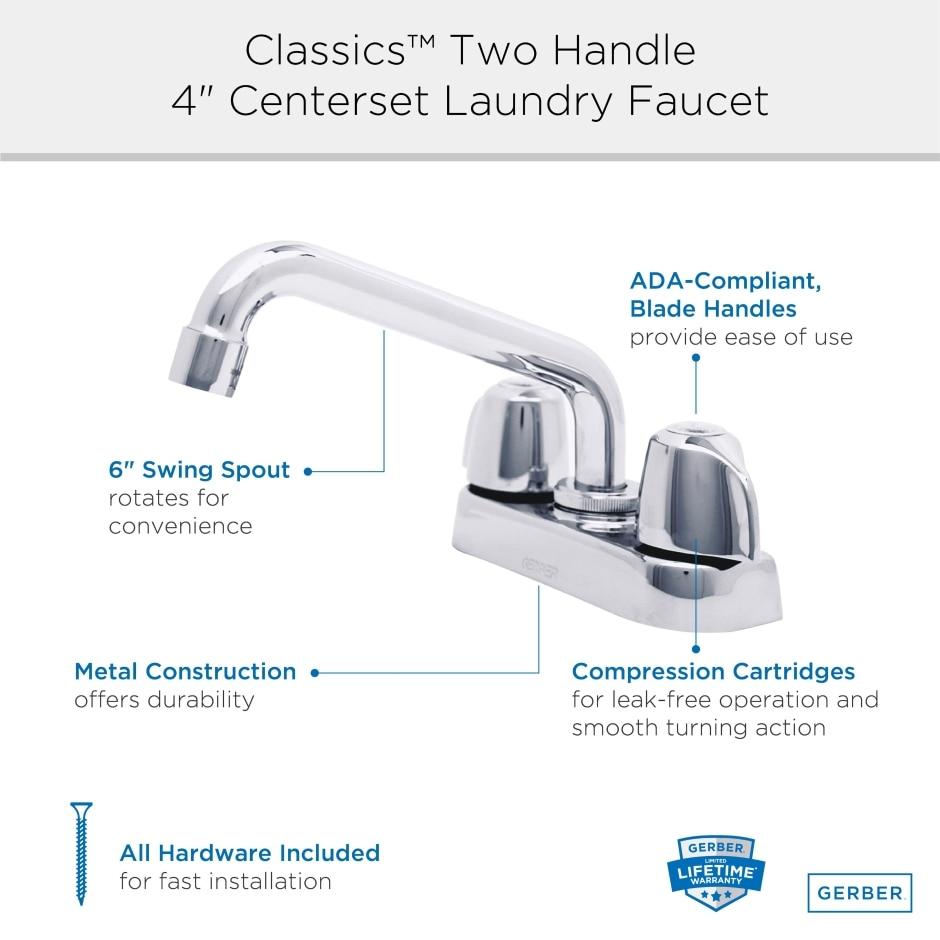Gerber G0049244 Rough Brass Classics Laundry Faucet With 6" Spout Hose CONNE...
