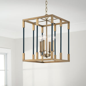 Capital Lighting 544741AB Bleeker 4 Light Foyer Aged Brass and Black