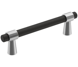 Amerock Cabinet Pull Polished Chrome/Matte Black 3-3/4 inch (96 mm) Center-to-Center Mergence 1 Pack Drawer Pull Cabinet Handle Cabinet Hardware