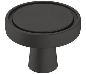 Amerock Cabinet Knob Matte Black 1-3/8 inch (35 mm) Diameter Destine 1 Pack Drawer Knob Cabinet Hardware