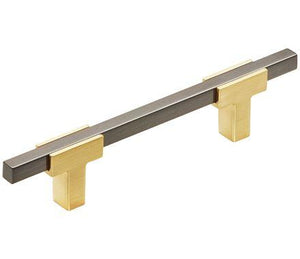 Amerock Cabinet Pull Brushed Gold/Black Chrome 3-3/4 inch (96 mm) Center to Center Urbanite 1 Pack Drawer Pull Drawer Handle Cabinet Hardware