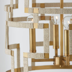 Capital Lighting 541041NL Hala 4 Light Foyer Bleached Natural Jute and Patinaed Brass