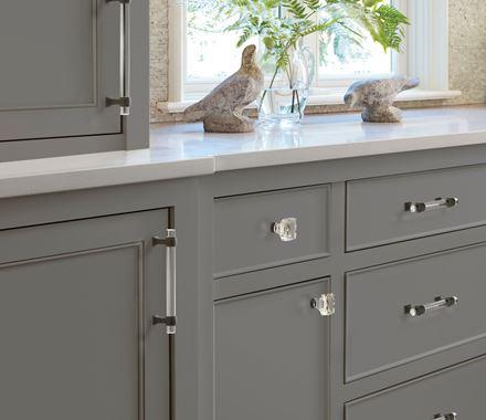 Amerock Cabinet Pull Clear/Black Bronze 3-3/4 inch (96 mm) Center to Center Glacio 1 Pack Drawer Pull Drawer Handle Cabinet Hardware