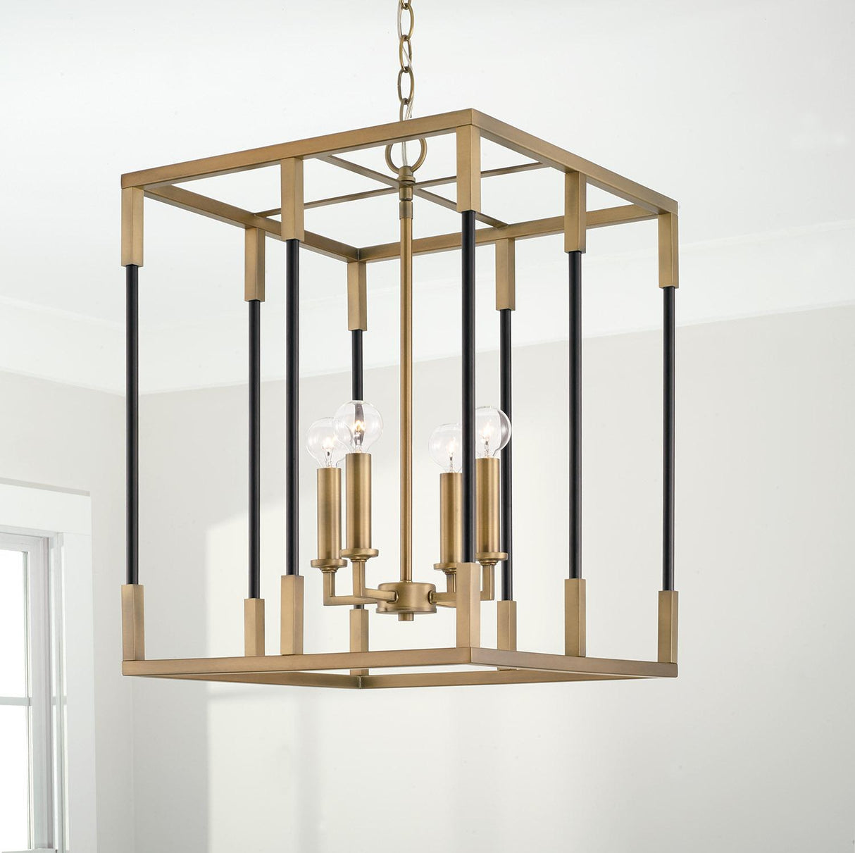 Capital Lighting 544742AB Bleeker 4 Light Foyer Aged Brass and Black