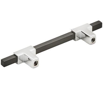 Amerock Cabinet Pull Polished Chrome/Brushed Matte Black 3-3/4 inch (96 mm) Center to Center Urbanite 1 Pack Drawer Pull Drawer Handle Cabinet Hardware