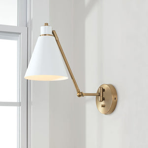 Capital Lighting 650111AW Bradley 1 Light Sconce Aged Brass and White