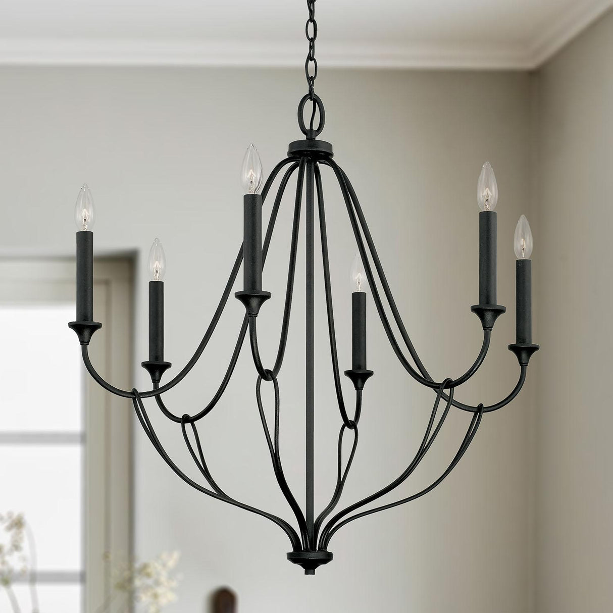 Capital Lighting 441661BI Bentley 6 Light Chandelier Black Iron