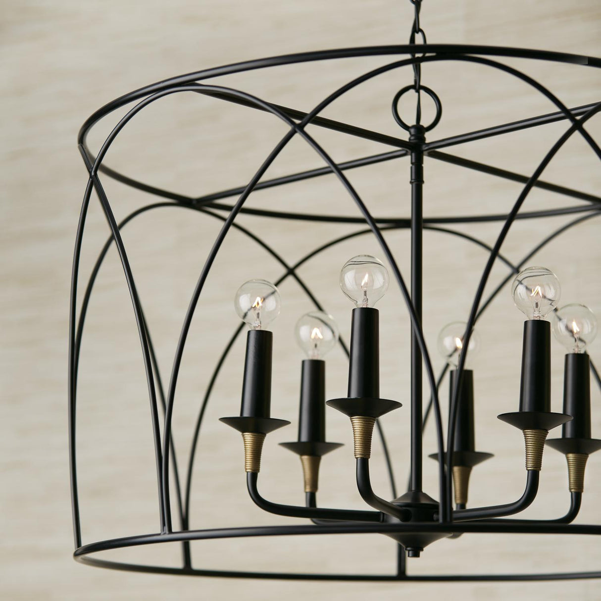 Capital Lighting 345661KB Amara 6 Light Pendant Matte Black with Brass