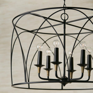 Capital Lighting 345661KB Amara 6 Light Pendant Matte Black with Brass