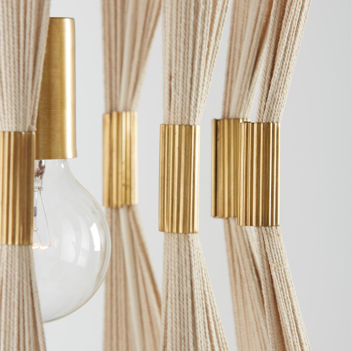 Capital Lighting 341111NP Bianca 1 Light Pendant Bleached Natural Rope and Patinaed Brass