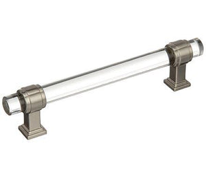 Amerock Cabinet Pull Clear/Satin Nickel 5-1/16 inch (128 mm) Center to Center Glacio 1 Pack Drawer Pull Drawer Handle Cabinet Hardware