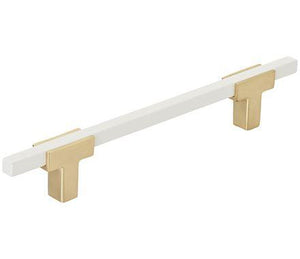 Amerock Cabinet Pull Brushed Gold/White 5-1/16 inch (128 mm) Center to Center Urbanite 1 Pack Drawer Pull Drawer Handle Cabinet Hardware