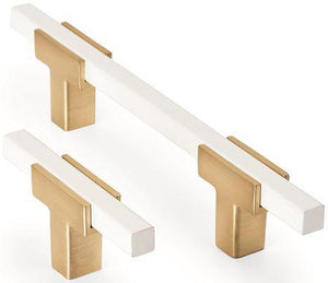 Amerock Cabinet Pull Brushed Gold/White 7-9/16 inch (192 mm) Center to Center Urbanite 1 Pack Drawer Pull Drawer Handle Cabinet Hardware