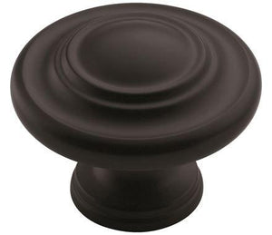 Amerock Cabinet Knob Matte Black 1-3/4 inch (44 mm) Diameter Inspirations 1 Pack Drawer Knob Cabinet Hardware