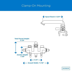 Gerber G0049536 Rough Brass Classics Two Handle Clamp On Laundry Faucet W/ D...