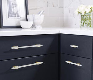 Amerock Cabinet Pull Brushed Gold/White 7-9/16 inch (192 mm) Center to Center Urbanite 1 Pack Drawer Pull Drawer Handle Cabinet Hardware