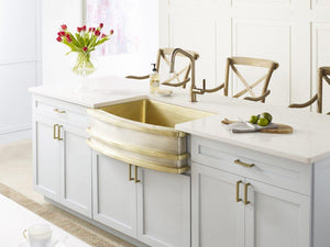 Thompson Traders Quintana Farmhouse Kitchen Sink Quintana KCKS33 Satin Brass and Burnished Nickel
(Smooth)