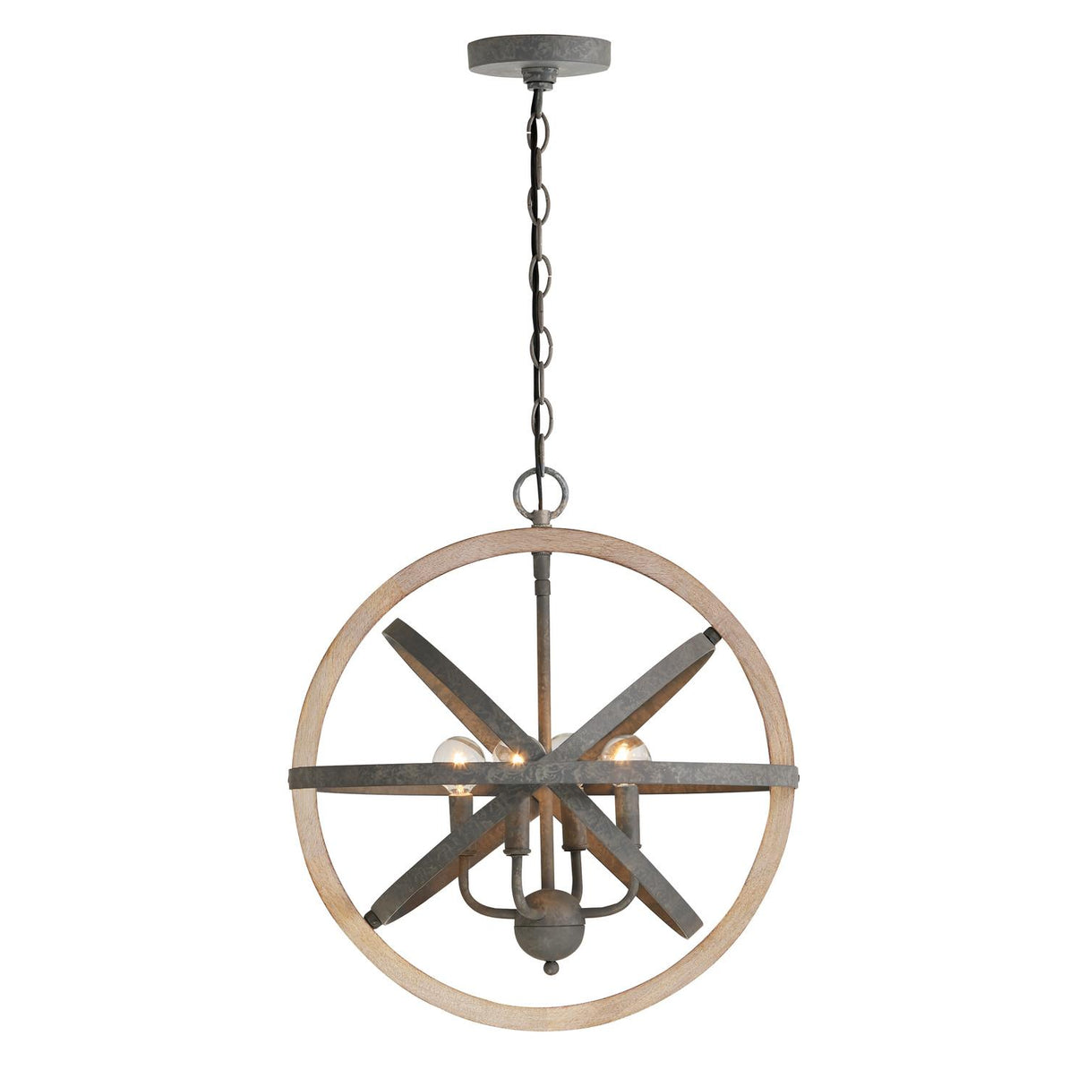Capital Lighting 330544IW Bluffton 4 Light Pendant Iron and Wood