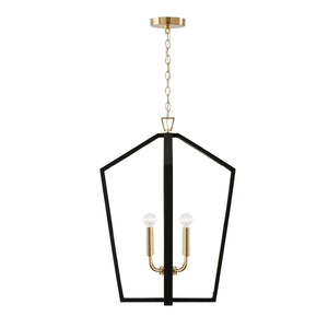 Capital Lighting 344541KM Maren 4 Light Pendant Flat Black and Matte Brass